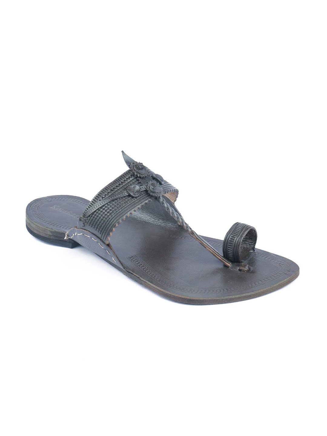 

KORAKARI Classic Braided Ethnic Leather Comfort Sandals, Grey