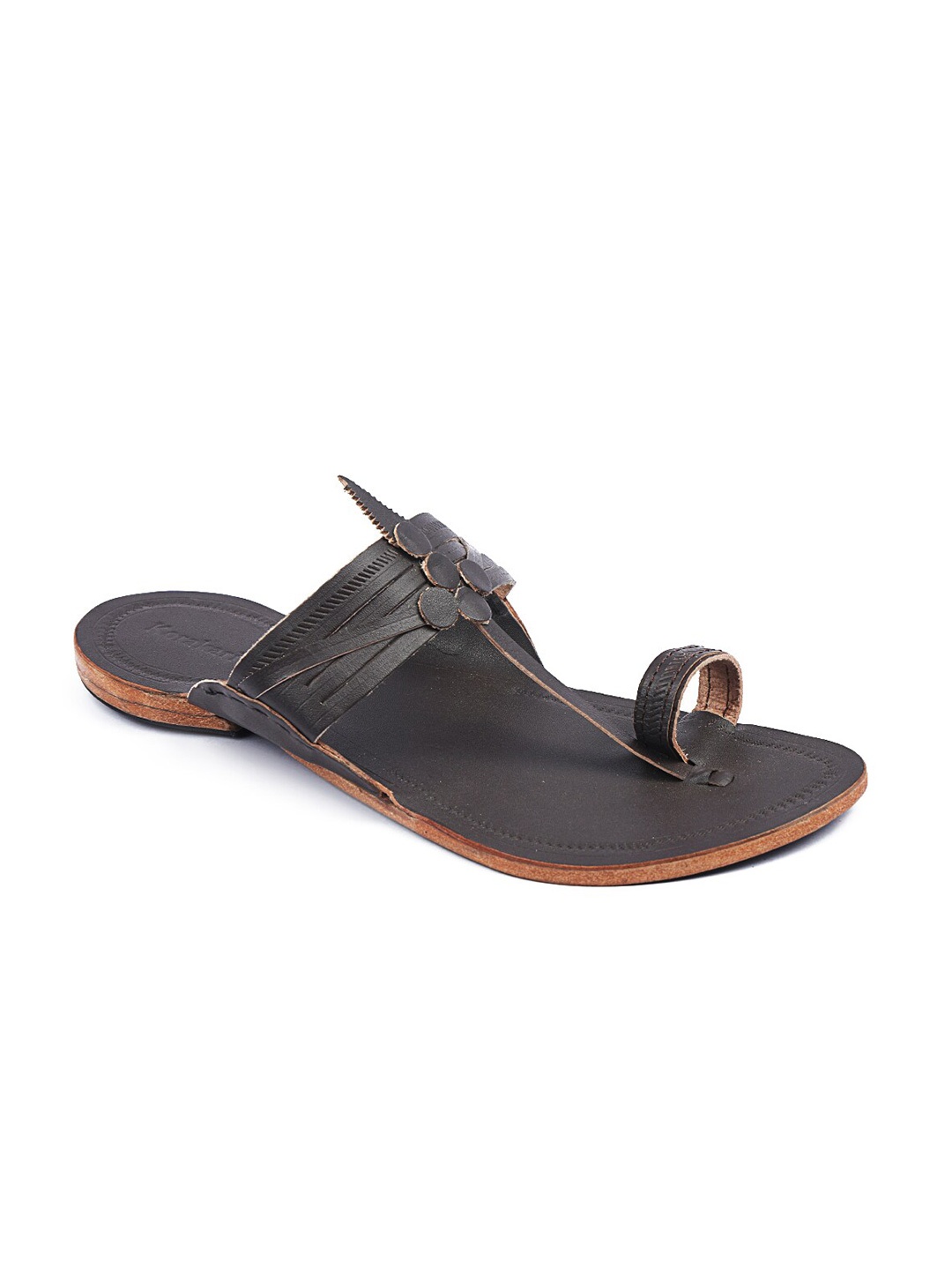 

KORAKARI Kurundwadi Ethnic Leather Comfort Sandals, Brown