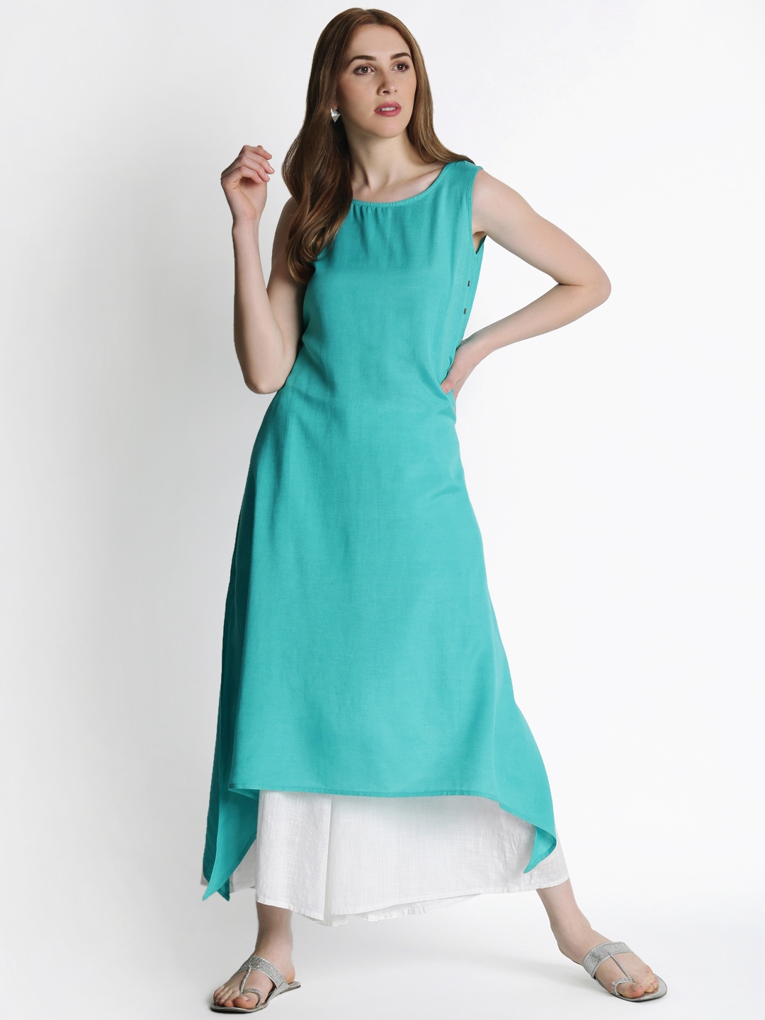 

RANGMANCH BY PANTALOONS Women Blue Solid A-Line Kurta