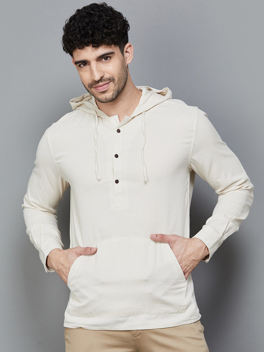 

Melange by Lifestyle Hooded Cotton Sweatshirt, Beige