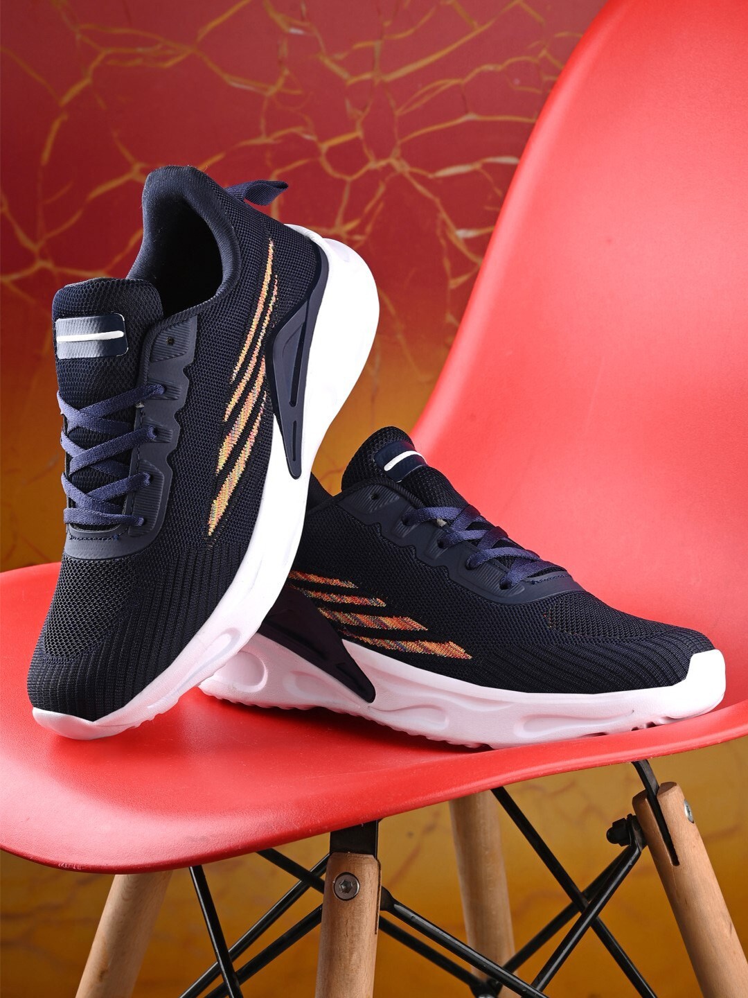 Mast & Harbour Men Navy Blue & White Ortholite & Lightweight Mesh Running Shoes