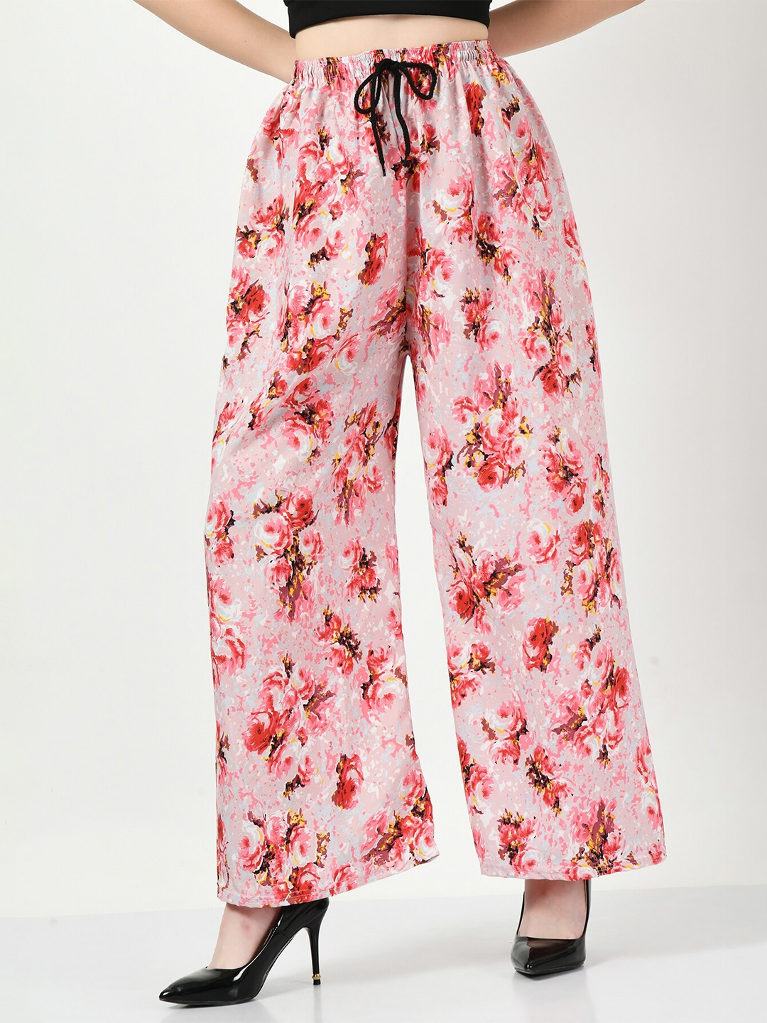 

BAESD Floral Printed Crepe Palazzos, Pink