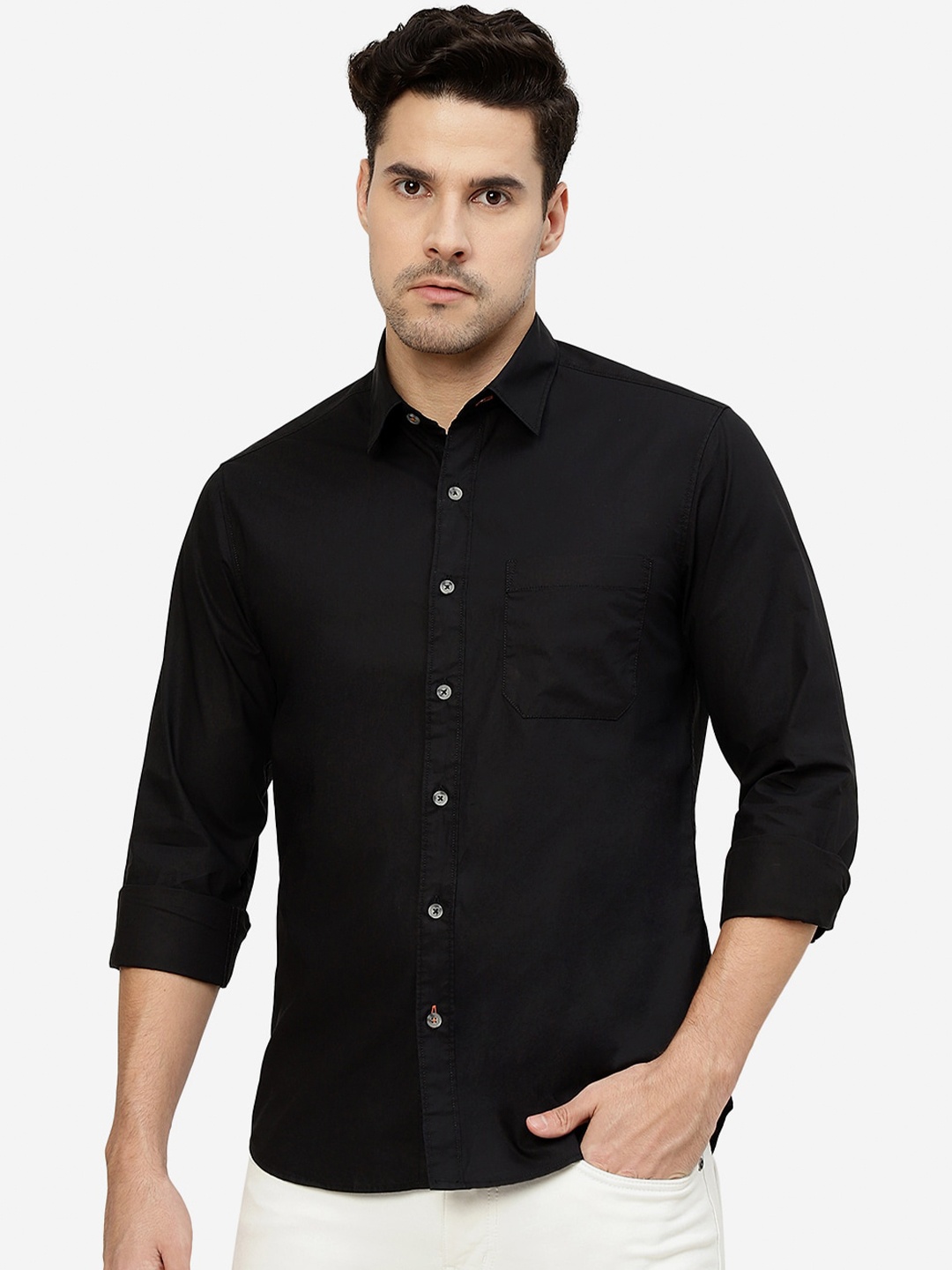 

Greenfibre Slim Fit Casual Shirt, Black