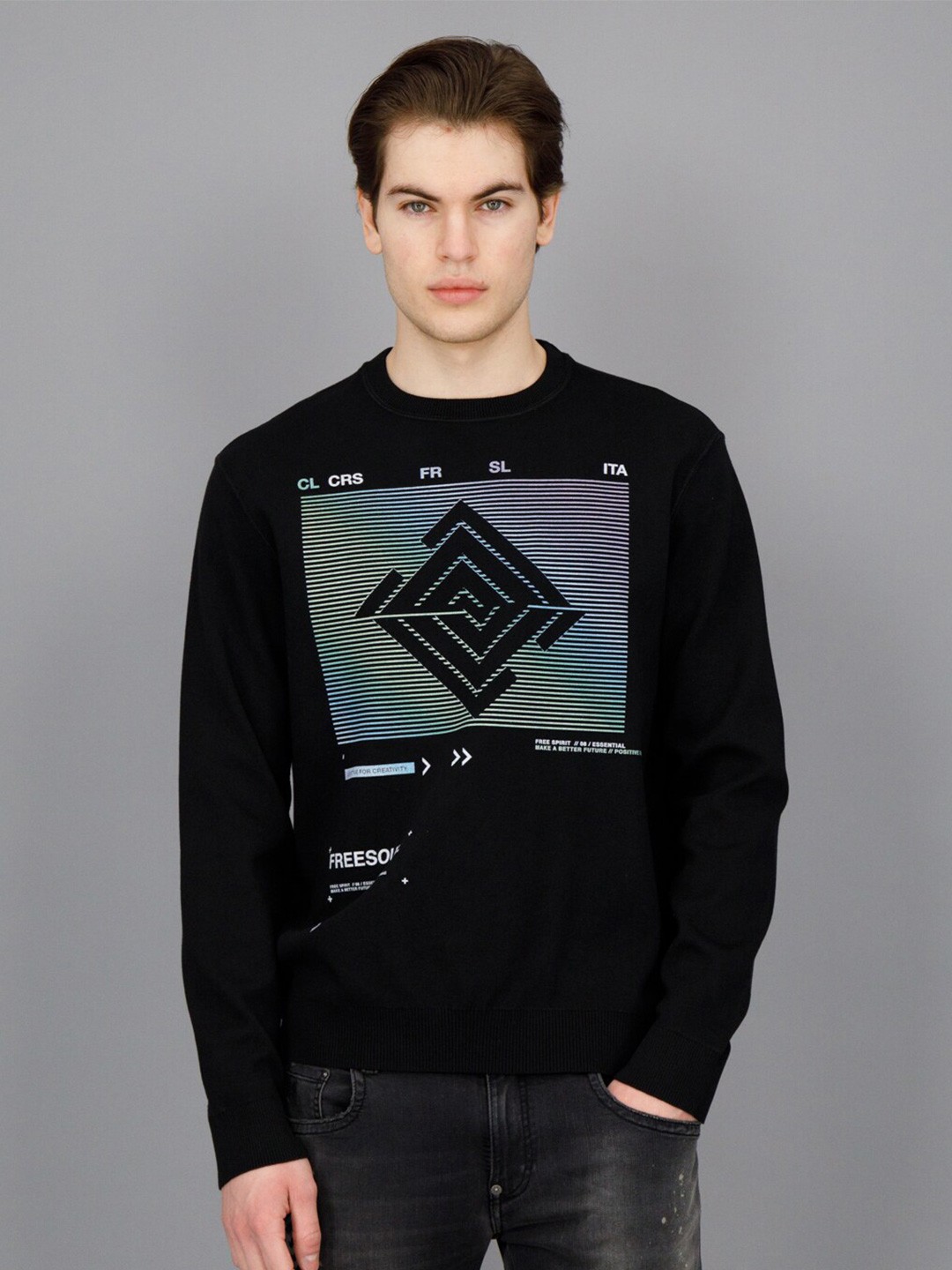 

FREESOUL Graphic Printed Sweatshirt, Black
