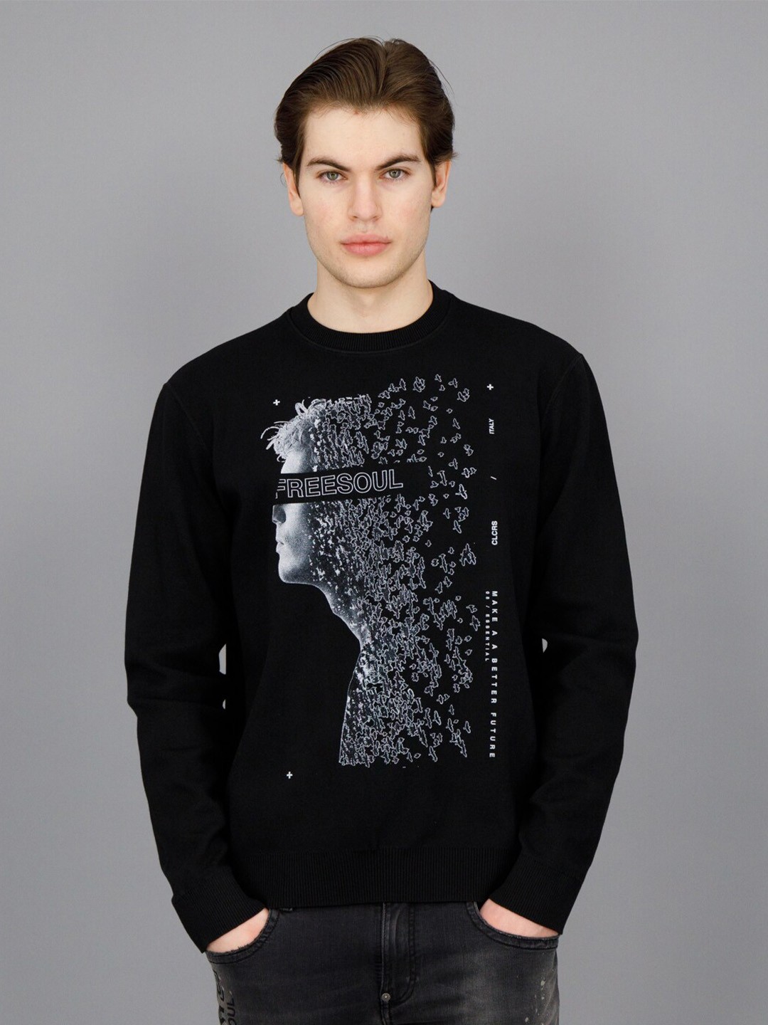 

FREESOUL Graphic Printed Sweatshirt, Black
