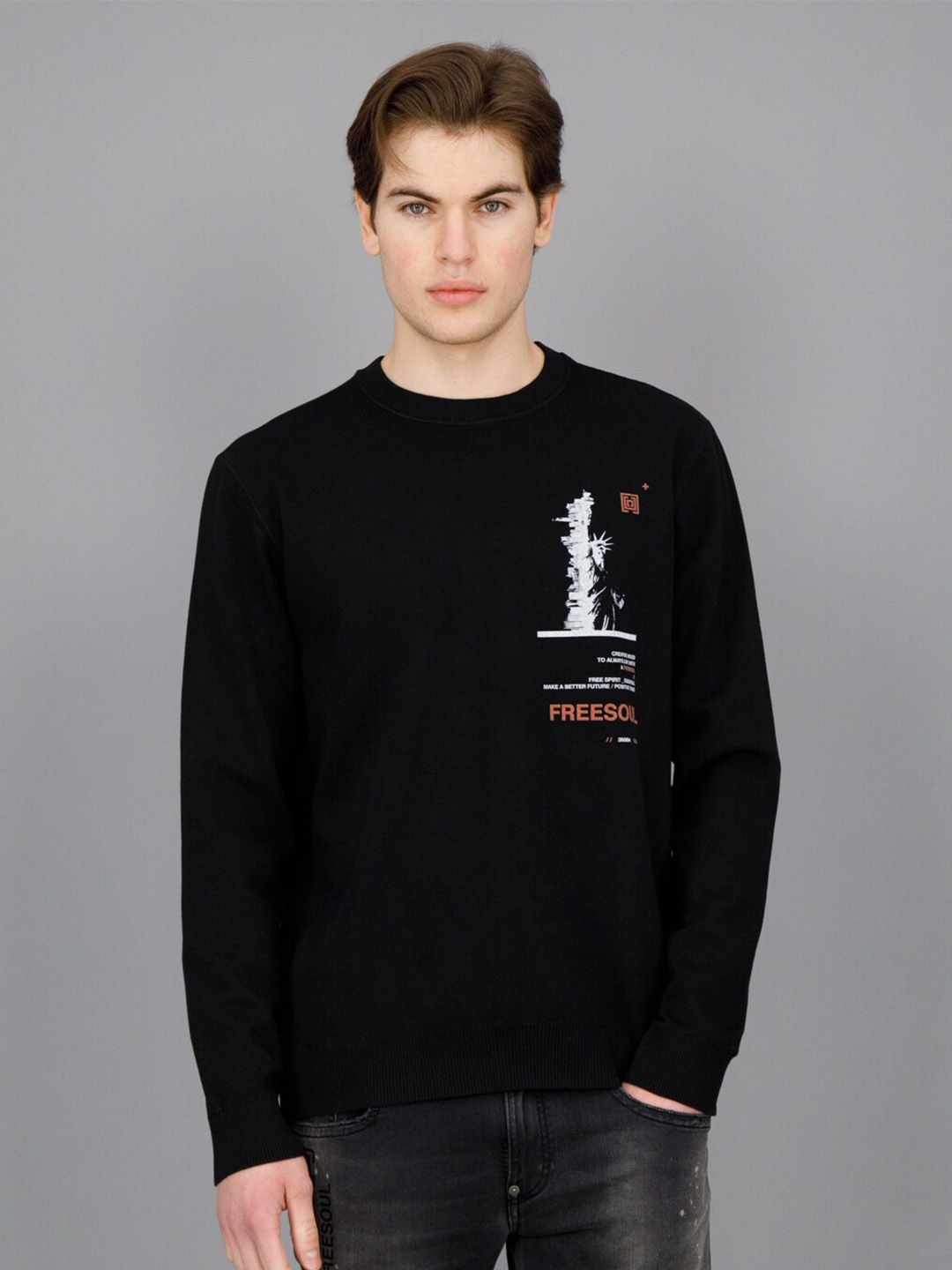 

FREESOUL Typography Printed Sweatshirt, Black