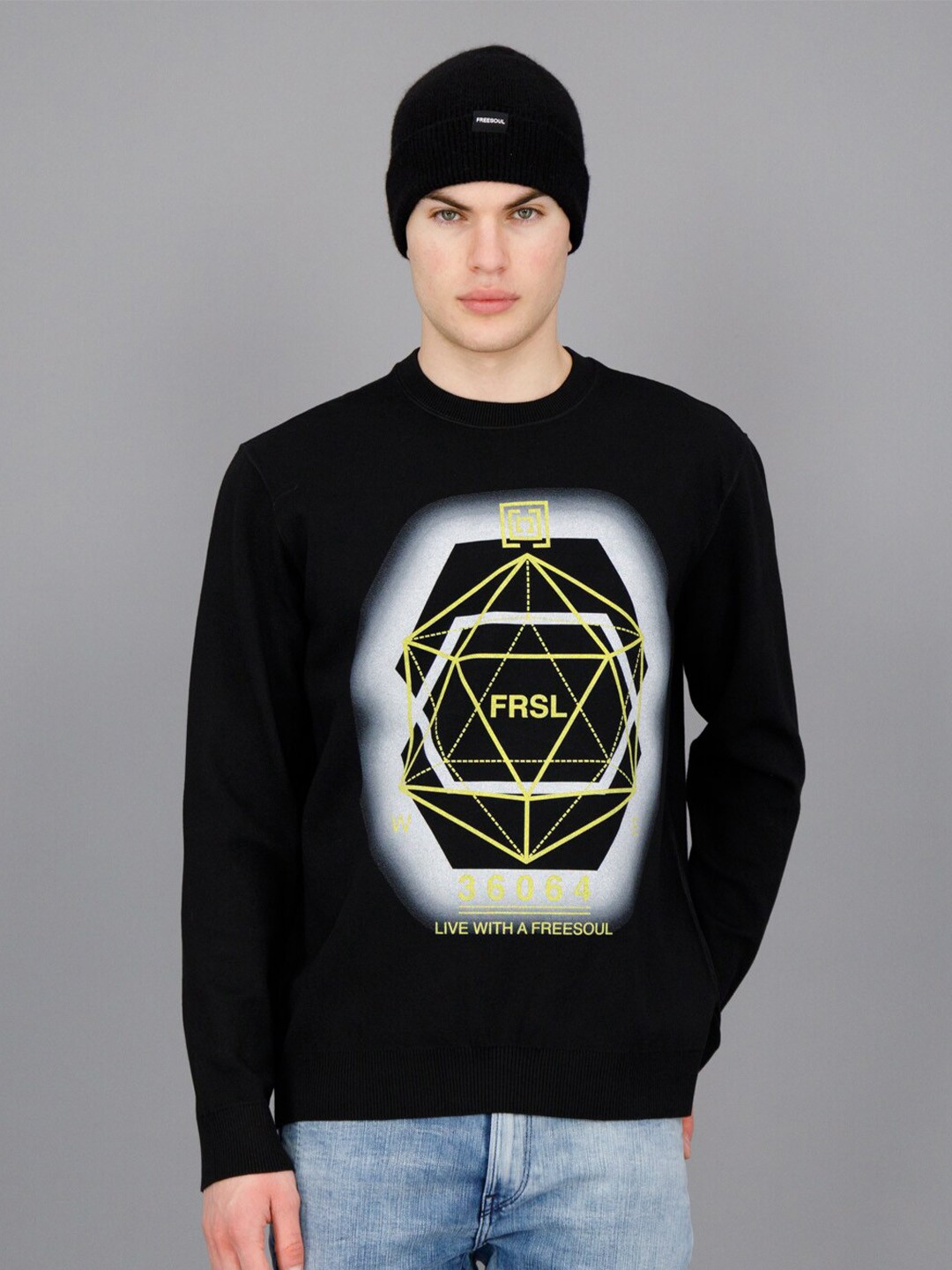 

FREESOUL Geometric Printed Sweatshirt, Black