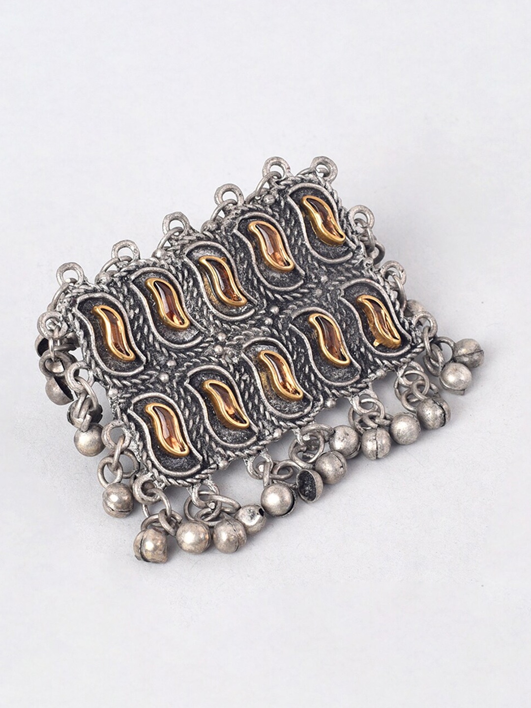 

phuljhadi Latika Silver-Plated Stone Studded Oxidised Finger Ring