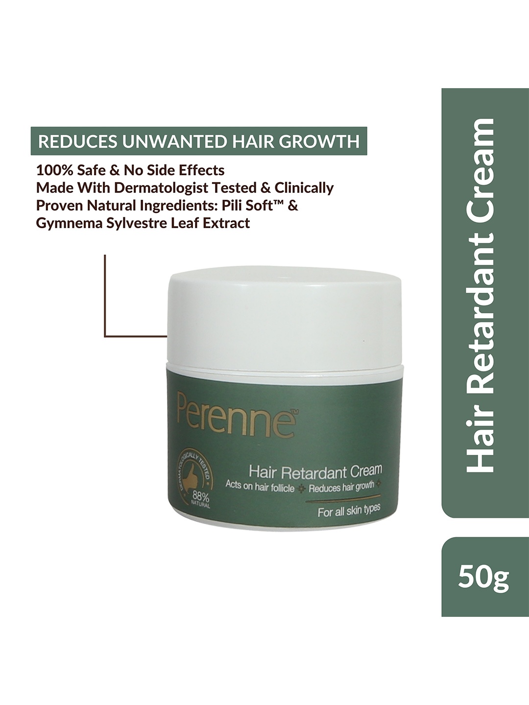 

Perenne Hair Retardant Cream For Reducing Facial & Body Hair - 50g, Green