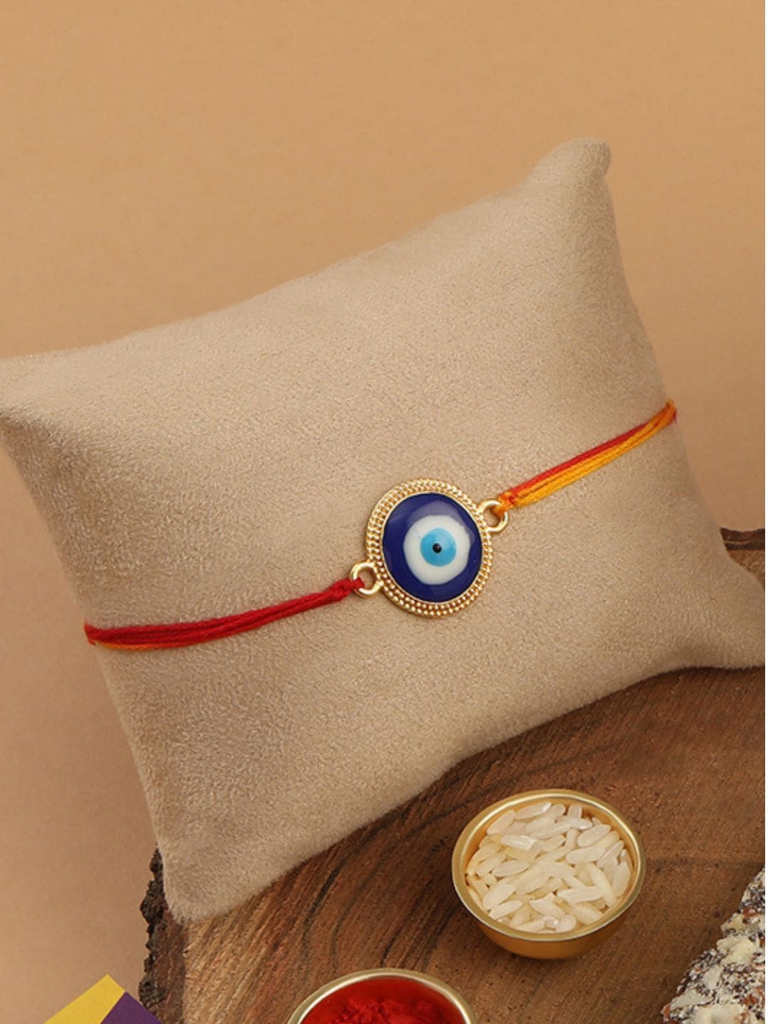 

AccessHer Quirky Evil Eye Enamel Charm Rakhi, Yellow