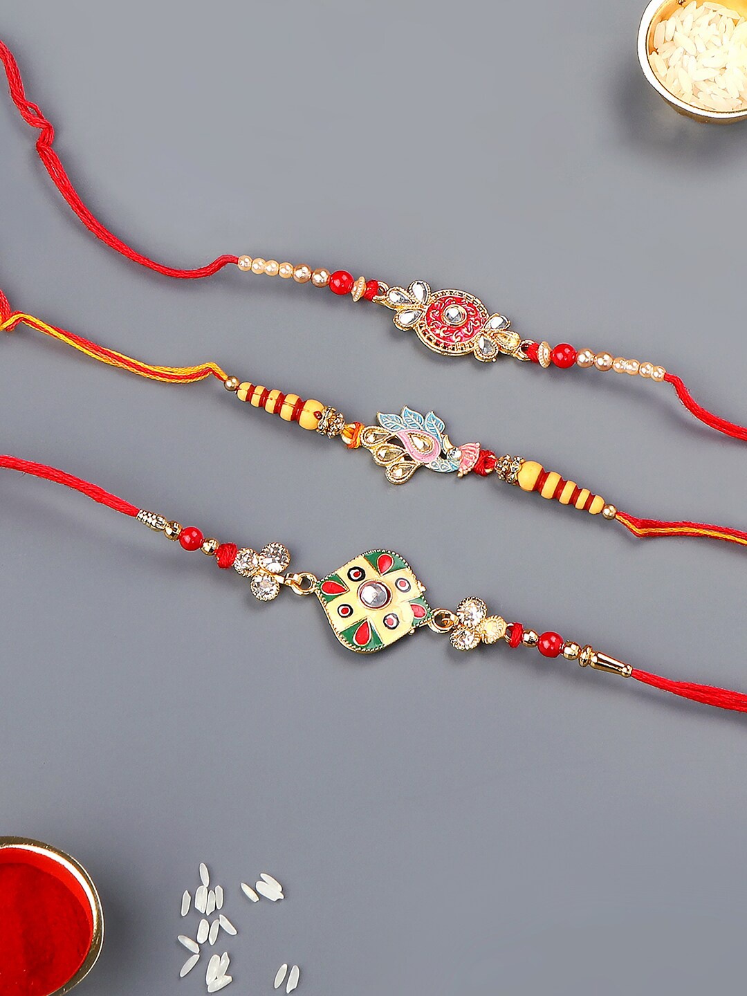 

AccessHer Women Set of 4 Rakhi Gift Pack, Gold
