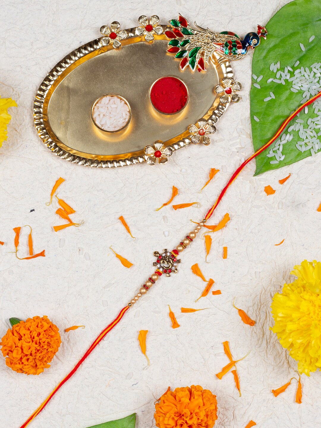 

AccessHer Rakhis Roli Chawal & Greetings Card, Red
