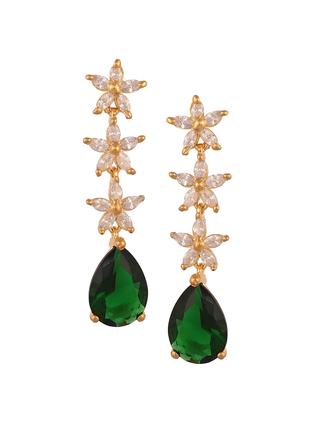 

RATNAVALI JEWELS Gold-Plated Teardrop Shaped Drop Earrings