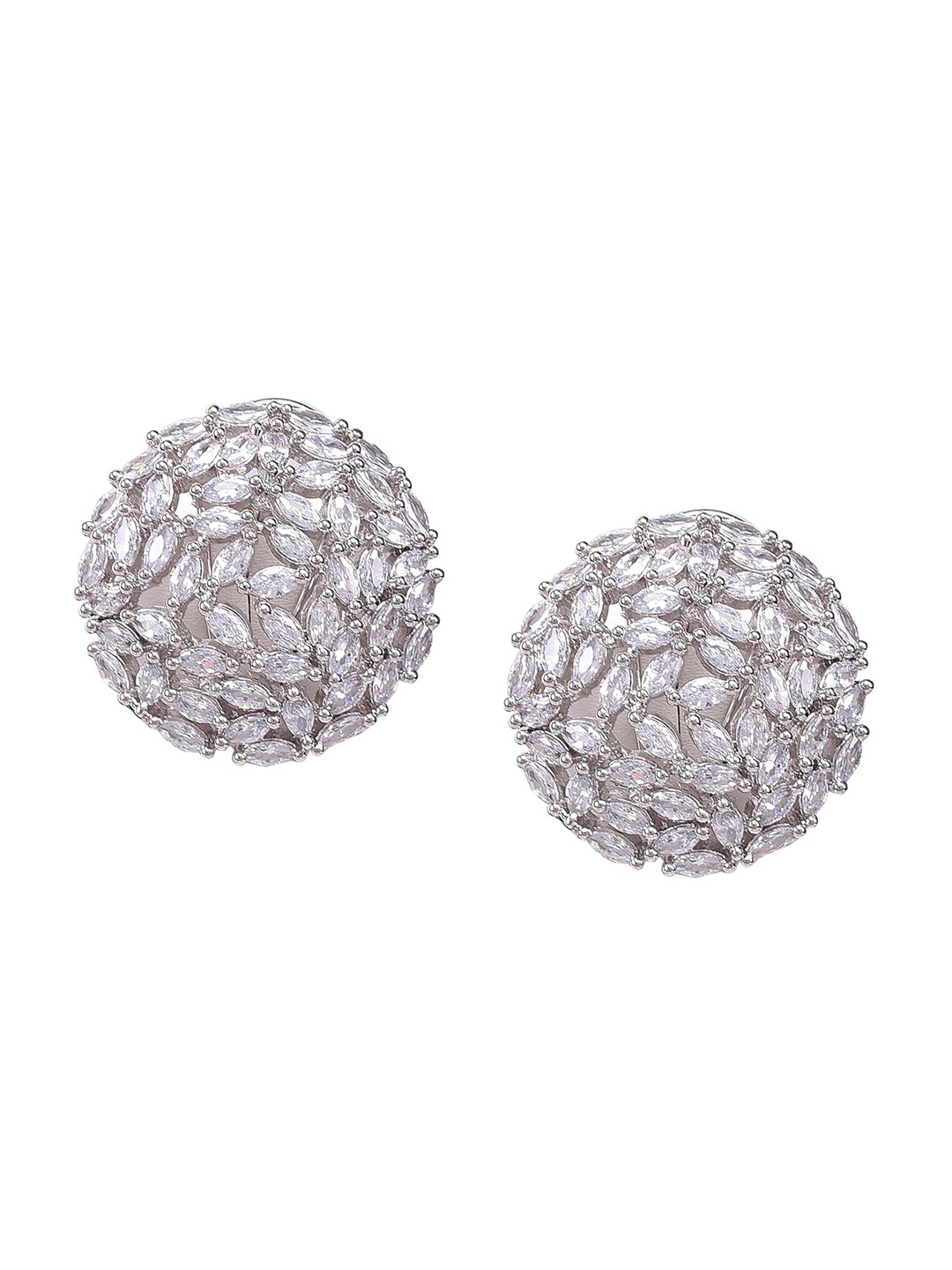 

RATNAVALI JEWELS Silver-Plated Circular Stud Earrings