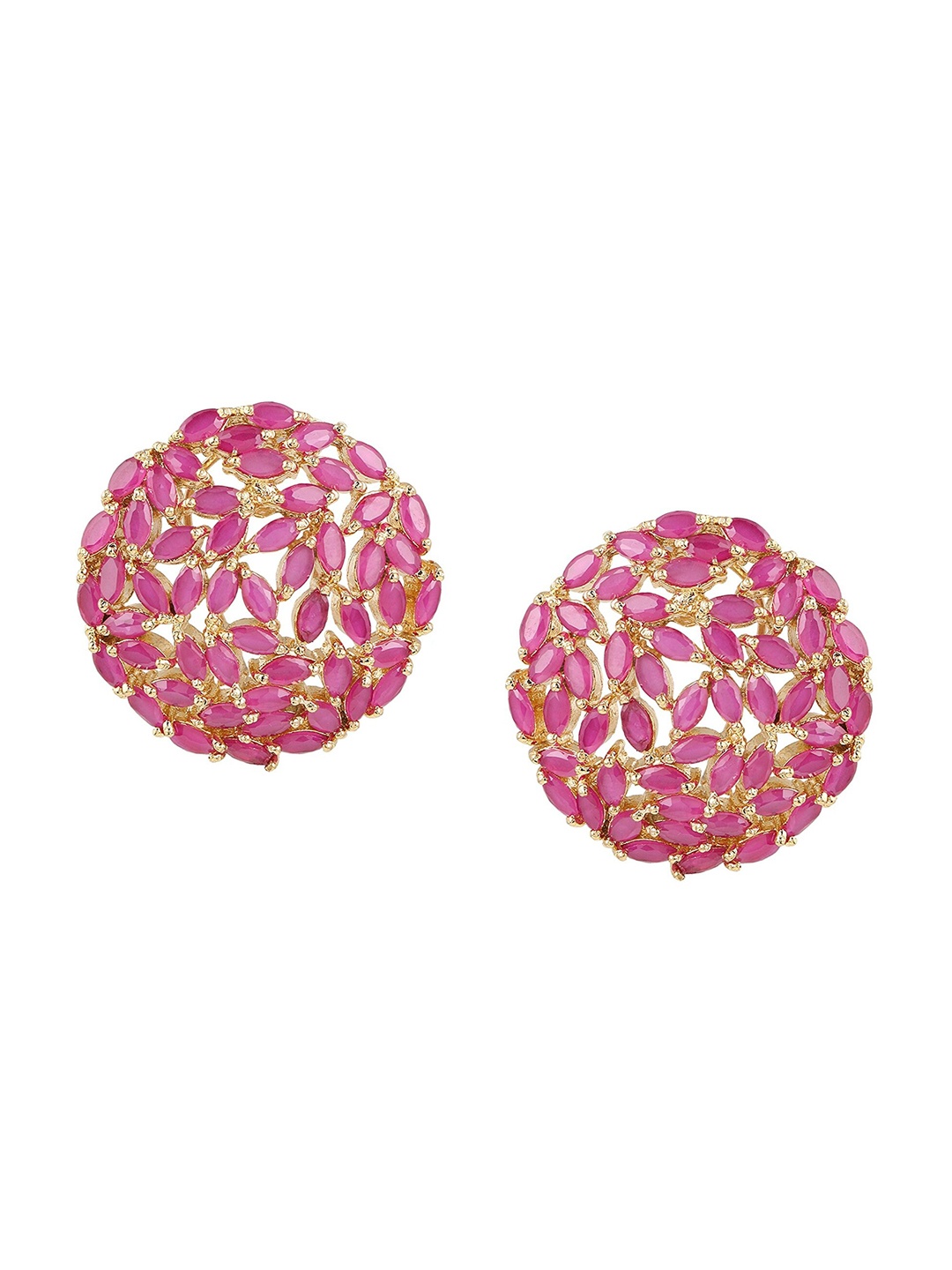 

RATNAVALI JEWELS Silver-Plated Circular Studs Earrings, Gold