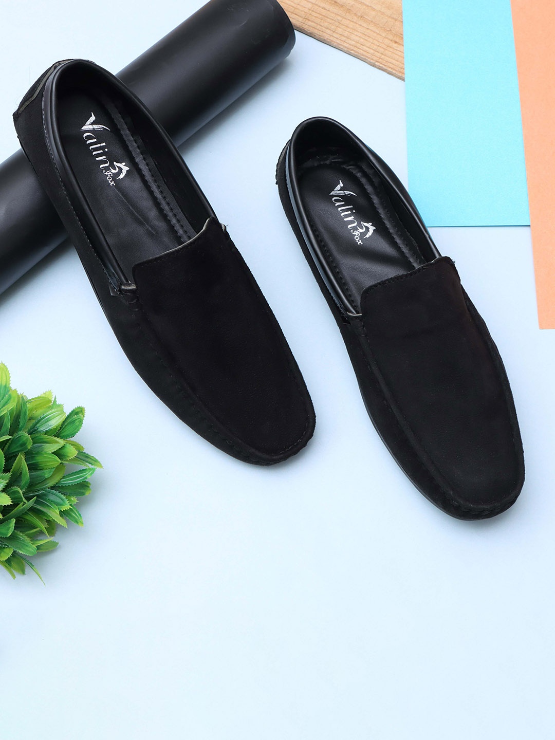 

Valin Fox Men Lightweight Comfort Insole Suede Penny Loafers, Black