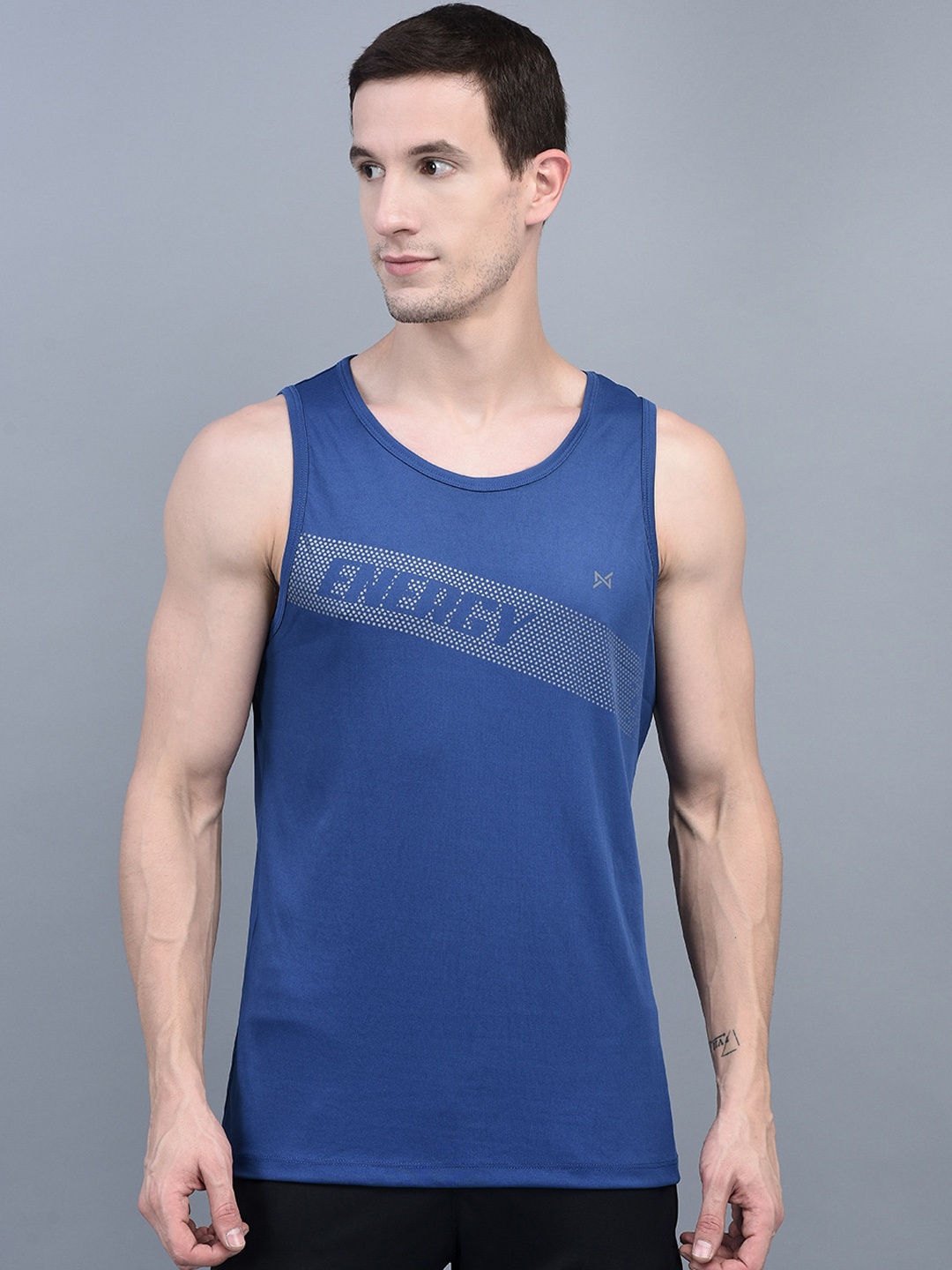 

Force NXT Typographic Printed Anti-Viral Anti-Odour Cool Sports Tank Vest, Blue