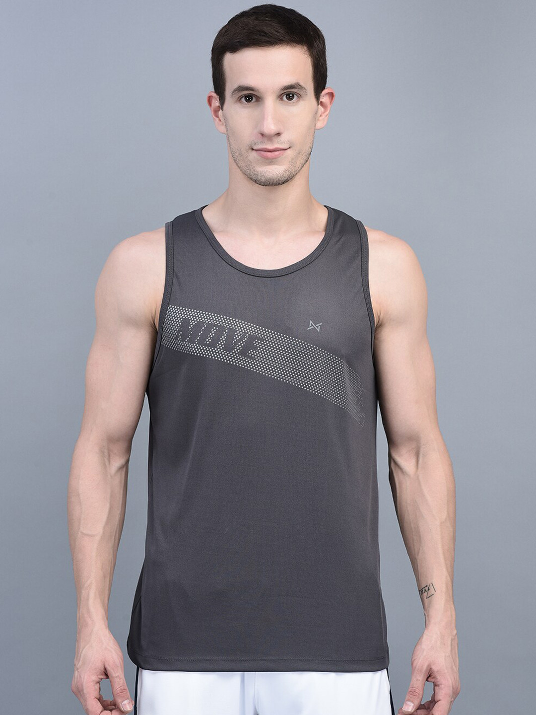 

Force NXT Typographic Printed Anti-Viral Anti-Odour Cool Sports Tank Vest Sports, Charcoal
