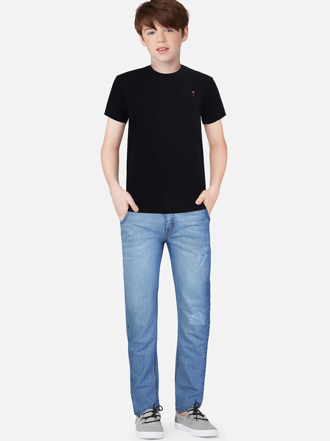 

Palm Tree Boys Round Neck Short Sleeves Cotton T-shirt, Black