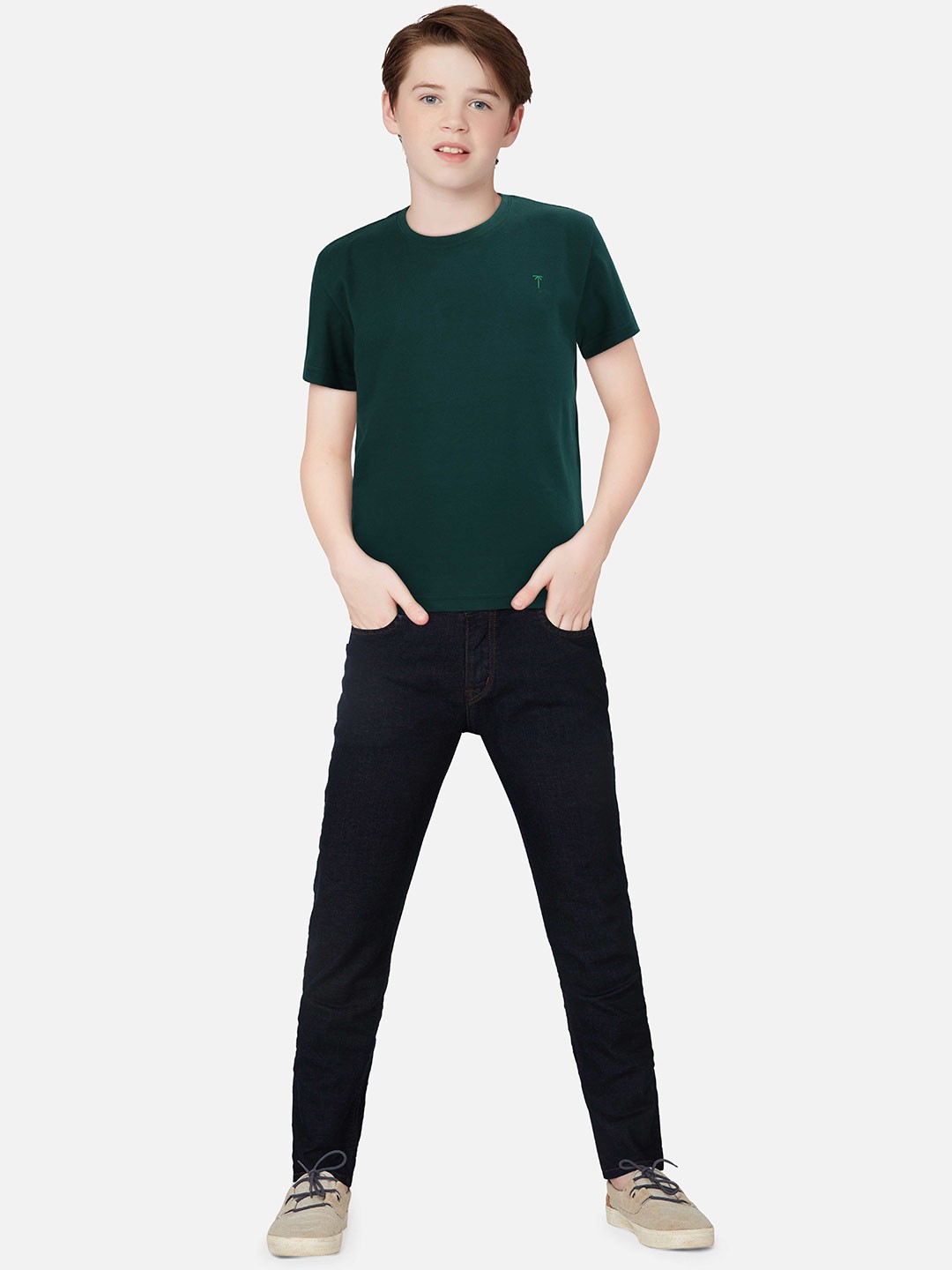

Palm Tree Boys Round Neck Cotton T-shirt, Green