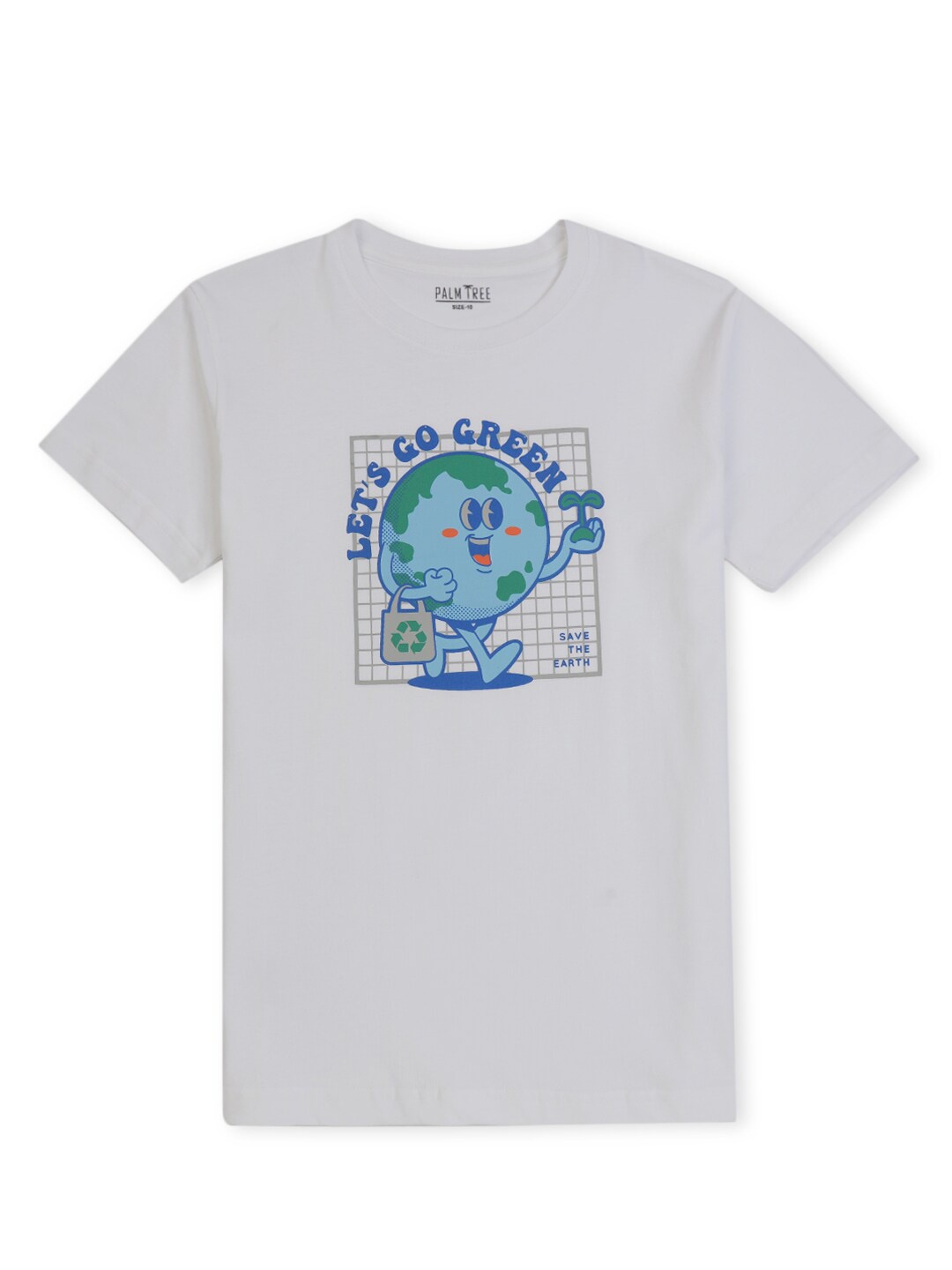 

Palm Tree Boys Graphic Printed Regular Fit Cotton Casual T-shirt, White