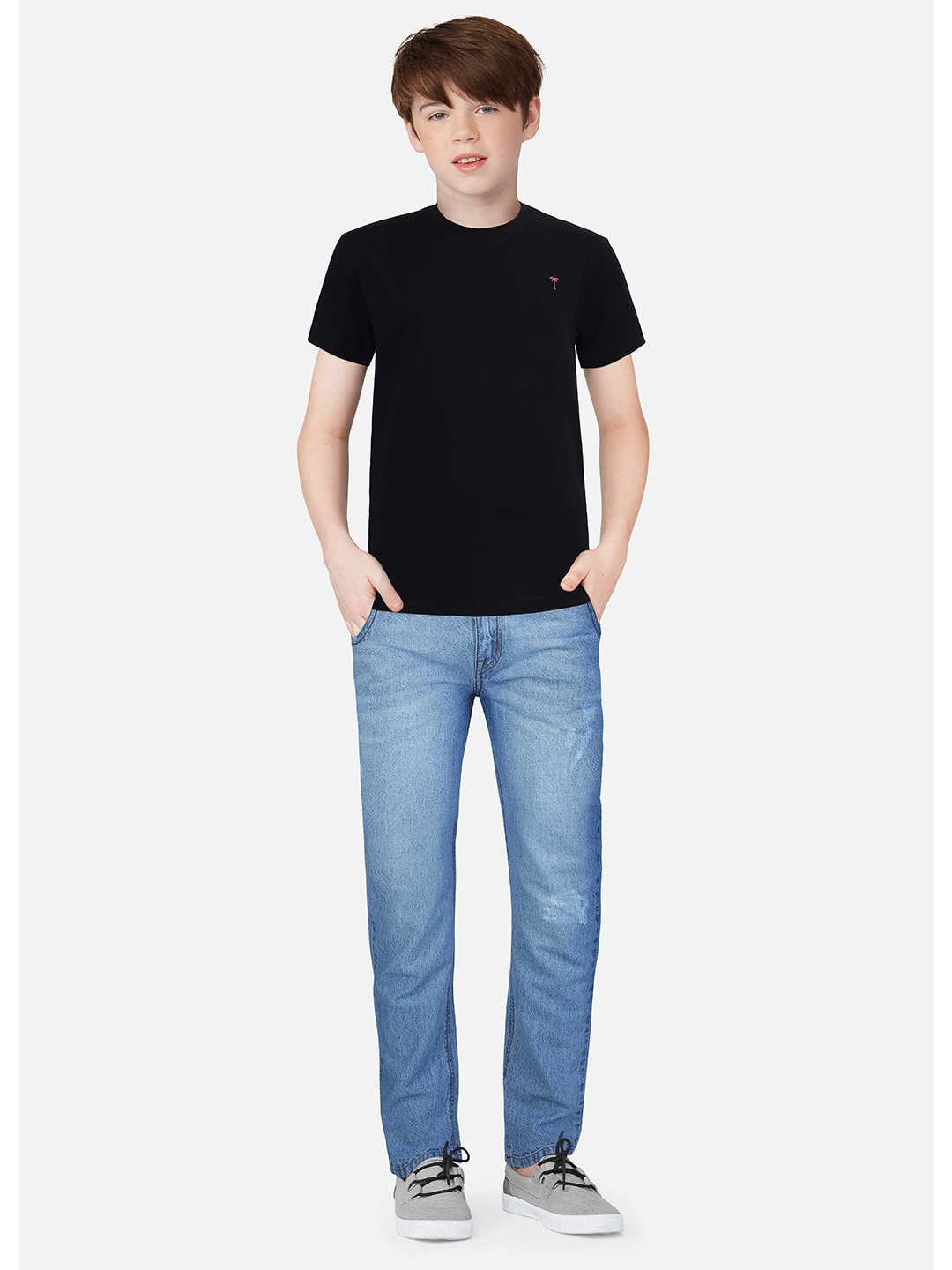 

Palm Tree Boys Round Neck Cotton T-shirt, Black