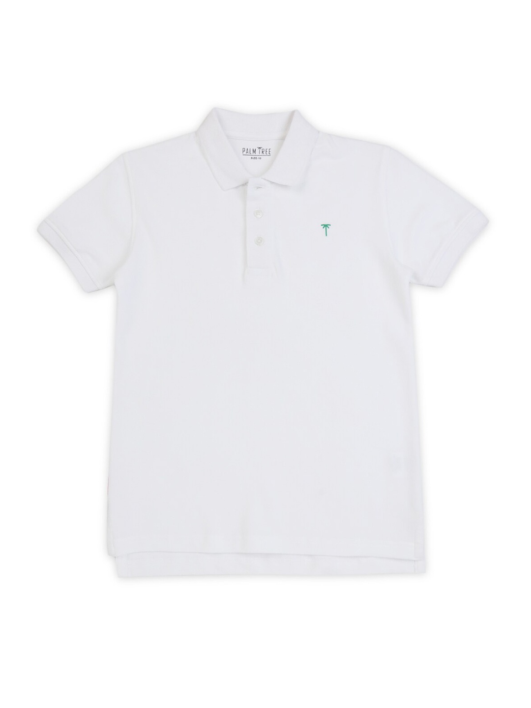 

Palm Tree Boys Polo Collar Cotton T-Shirt, White
