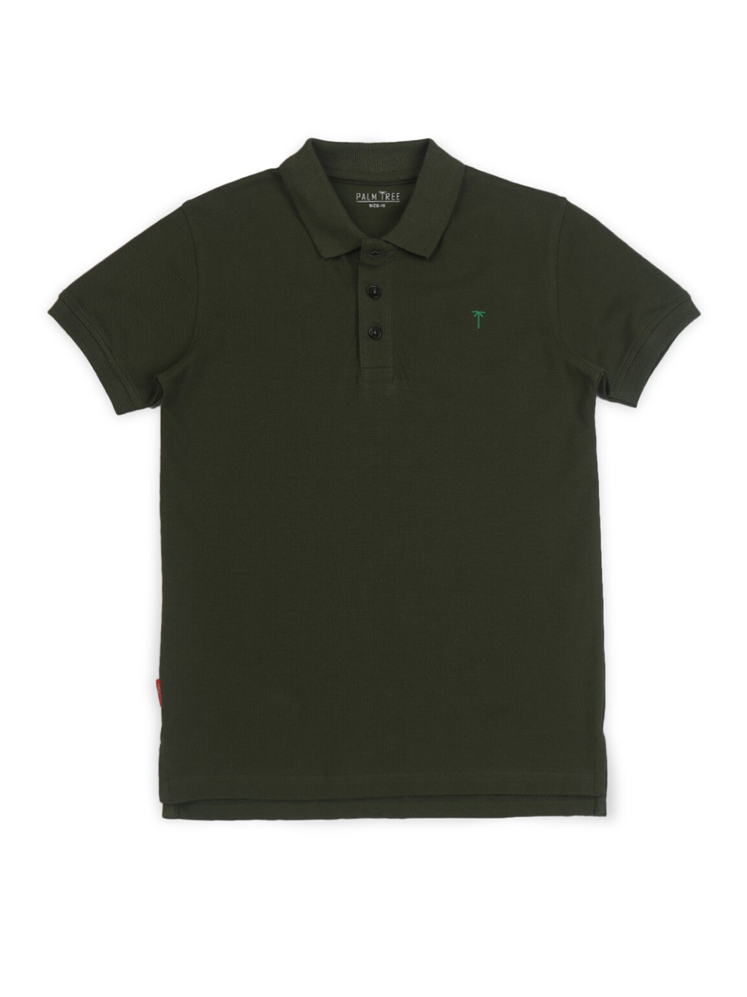 

Palm Tree Boys Polo Collar Cotton T-Shirt, Olive