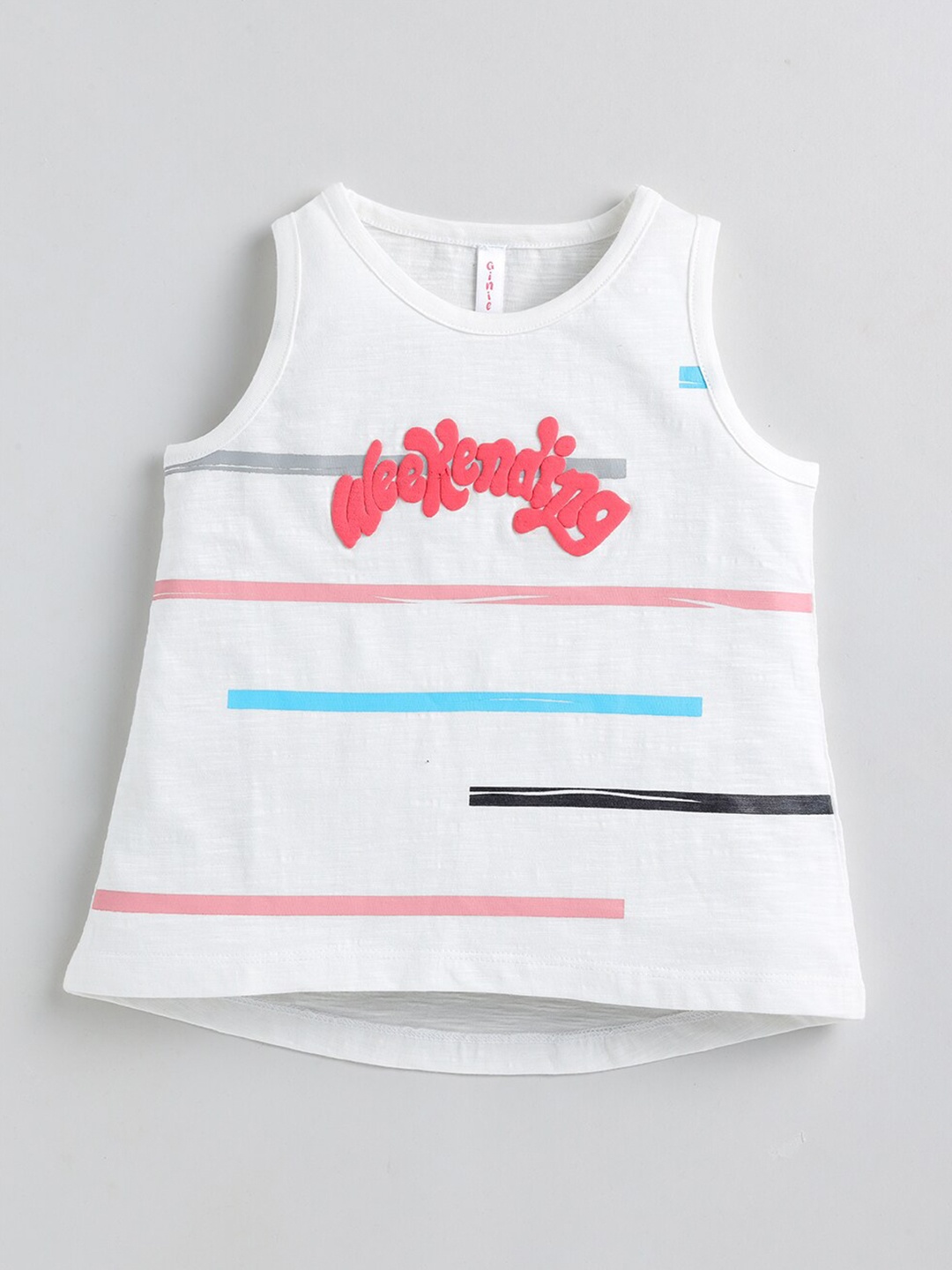 

Ginie Girls Printed Cotton A-Line Top, White