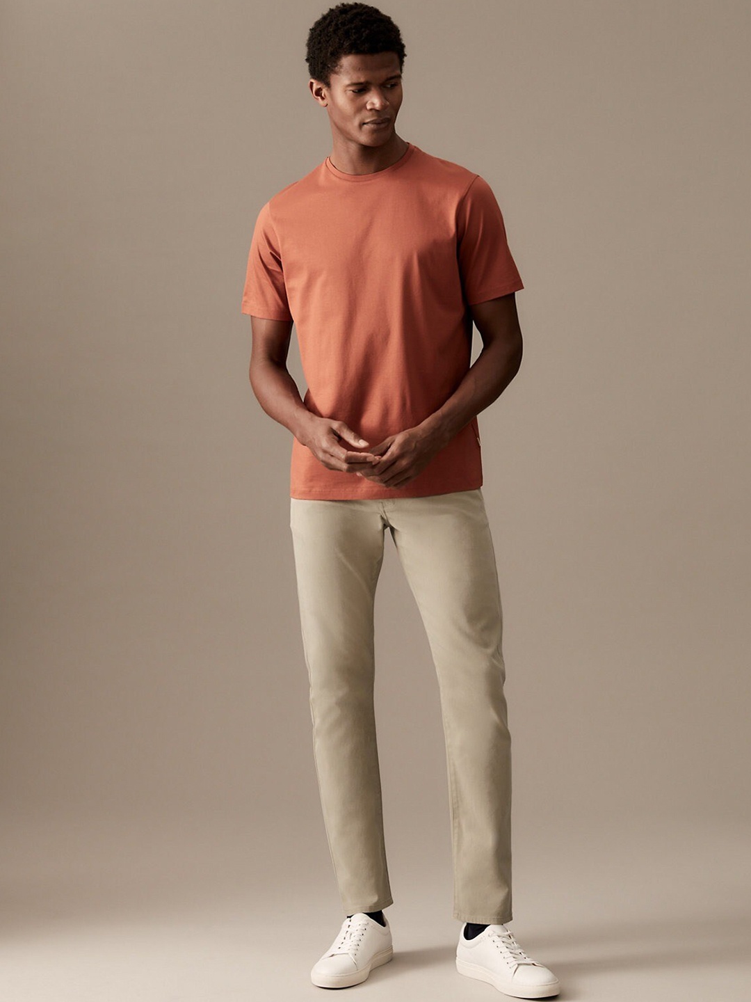 

Marks & Spencer Mid-Rise Clean Look Cotton Jeans, Beige