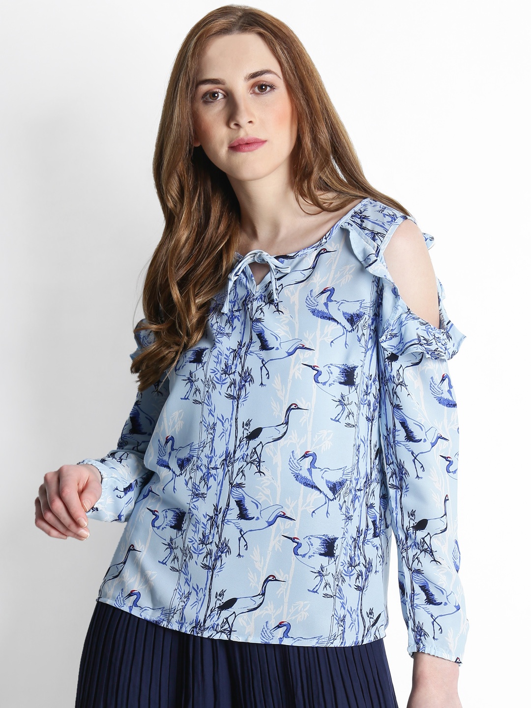 

Honey by Pantaloons Women Blue Tropical Print Top