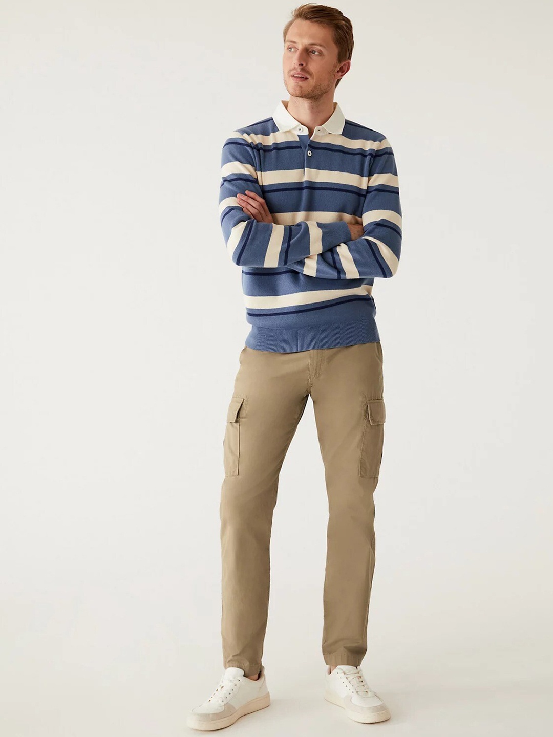 

Marks & Spencer Men Mid-Rise Pure Cotton Cargos, Camel brown