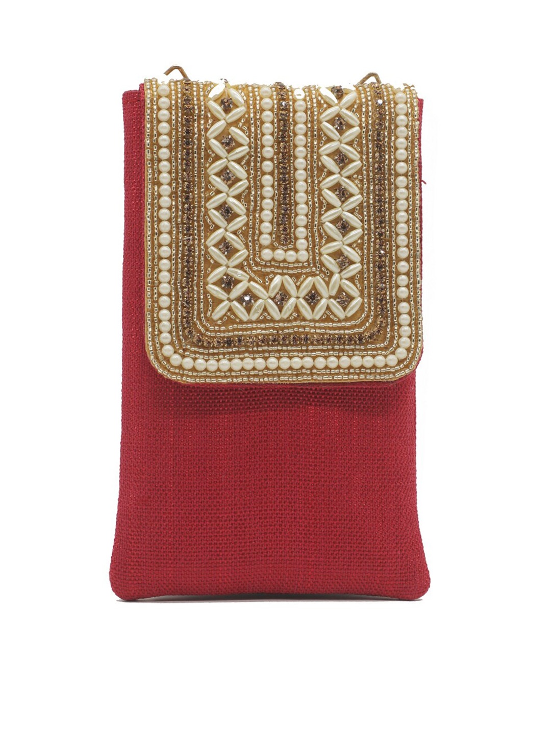 

Bag Pepper Embellished Envelope Clutch, Red