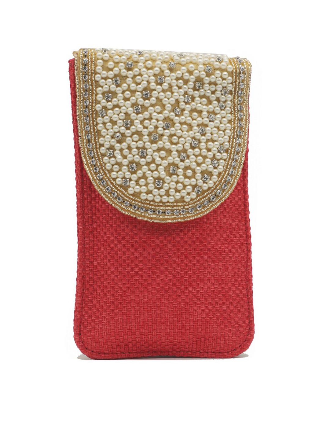 

Bag Pepper Embellished Envelope Clutch, Red