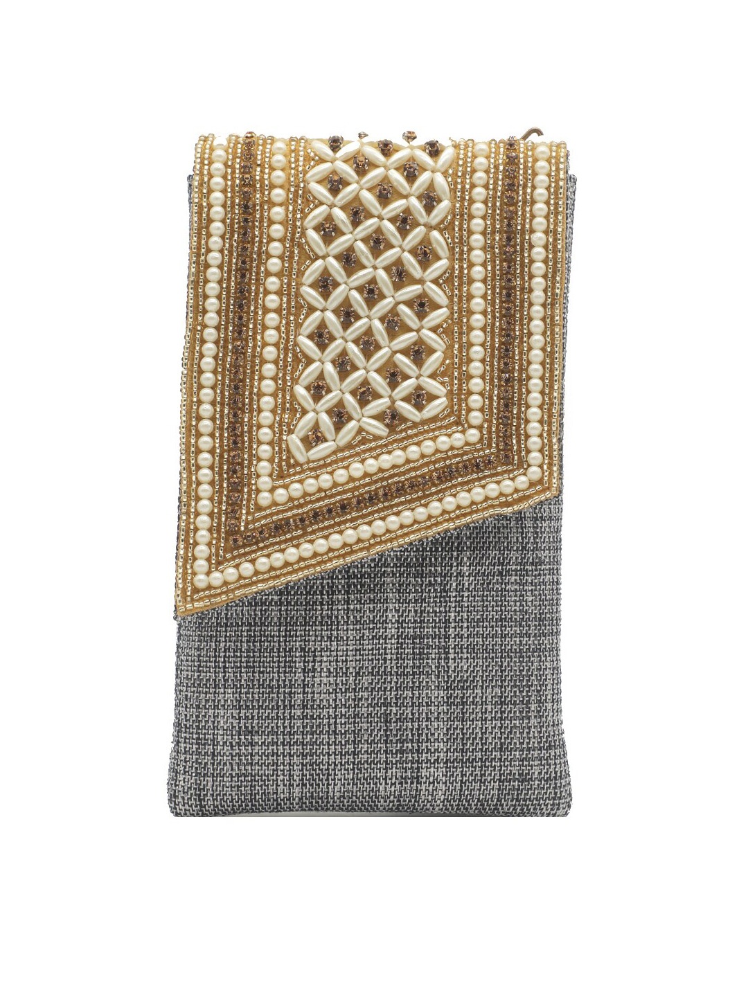 

Bag Pepper Embellished Envelope Clutch, Grey