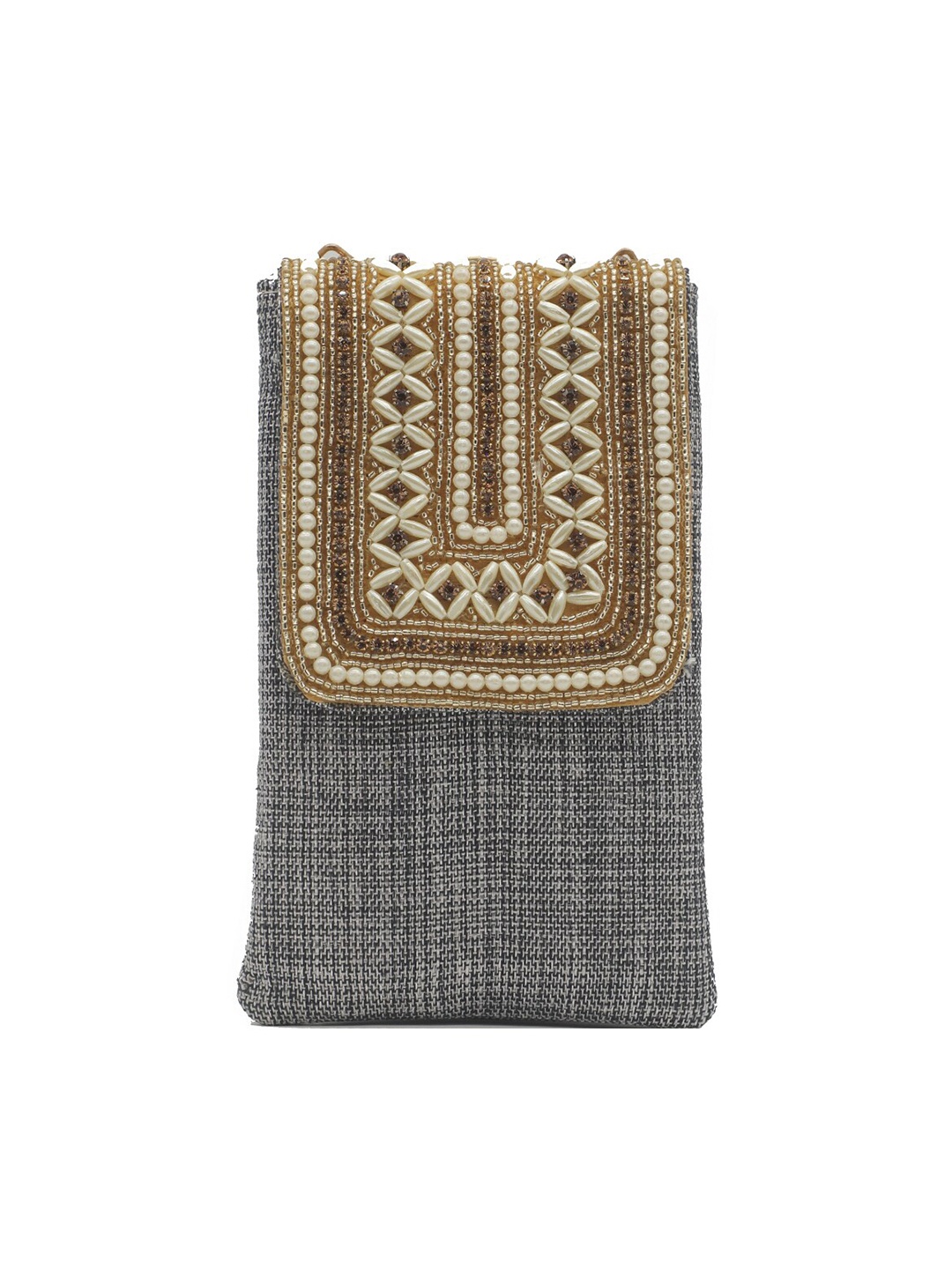 

Bag Pepper Textured Jute Mobile Pouch, Grey