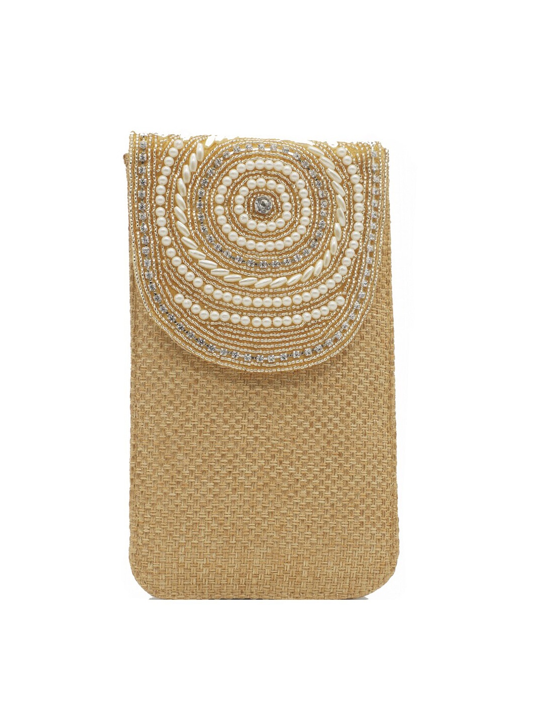 

Bag Pepper Embellished Envelope Clutch, Beige