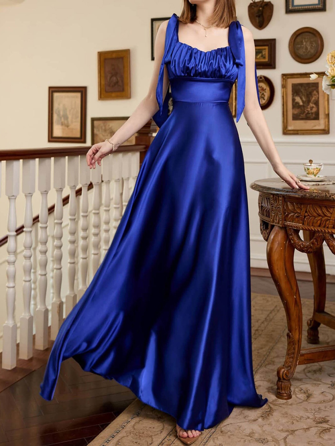 

StyleCast Blue Gathered Detail Empire Maxi Dress