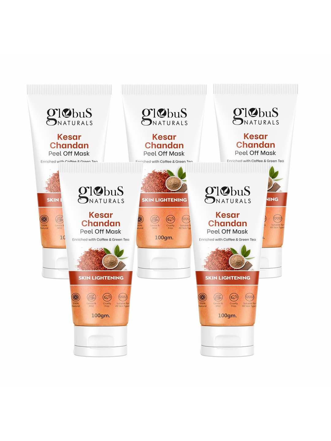 

Globus naturals Set Of 5 Kesar Chandan Peel off Mask for Skin Lightening, White