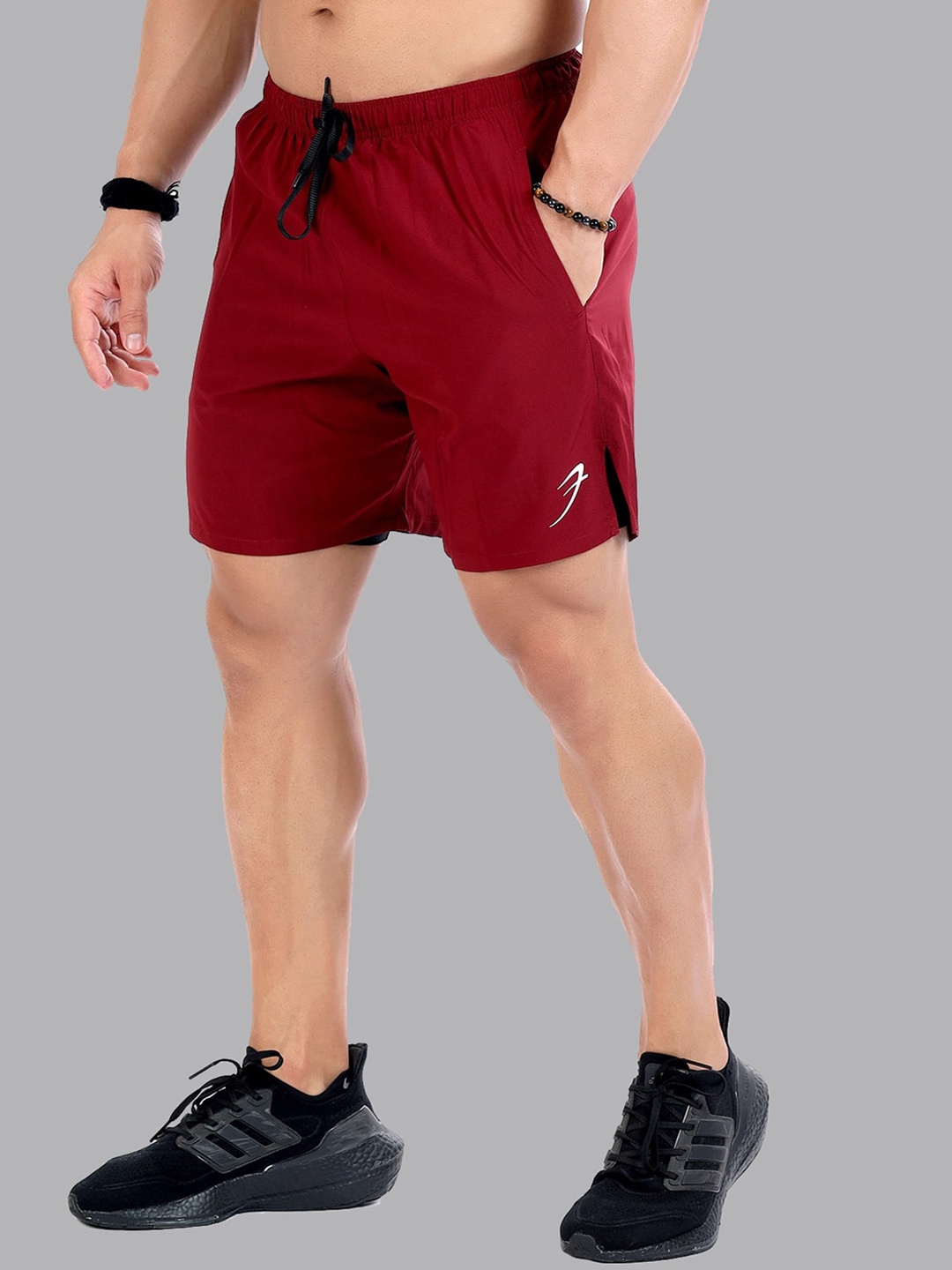 

FUAARK Men Slim Fit Training or Gym Rapid Dry Sports Shorts, Maroon