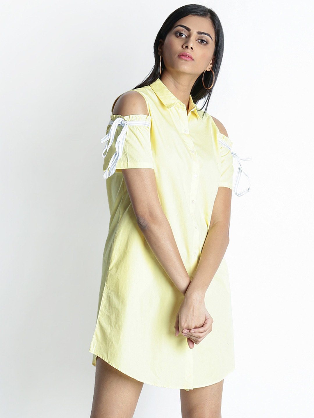 

Honey by Pantaloons Women Yellow Solid Shirt Dress