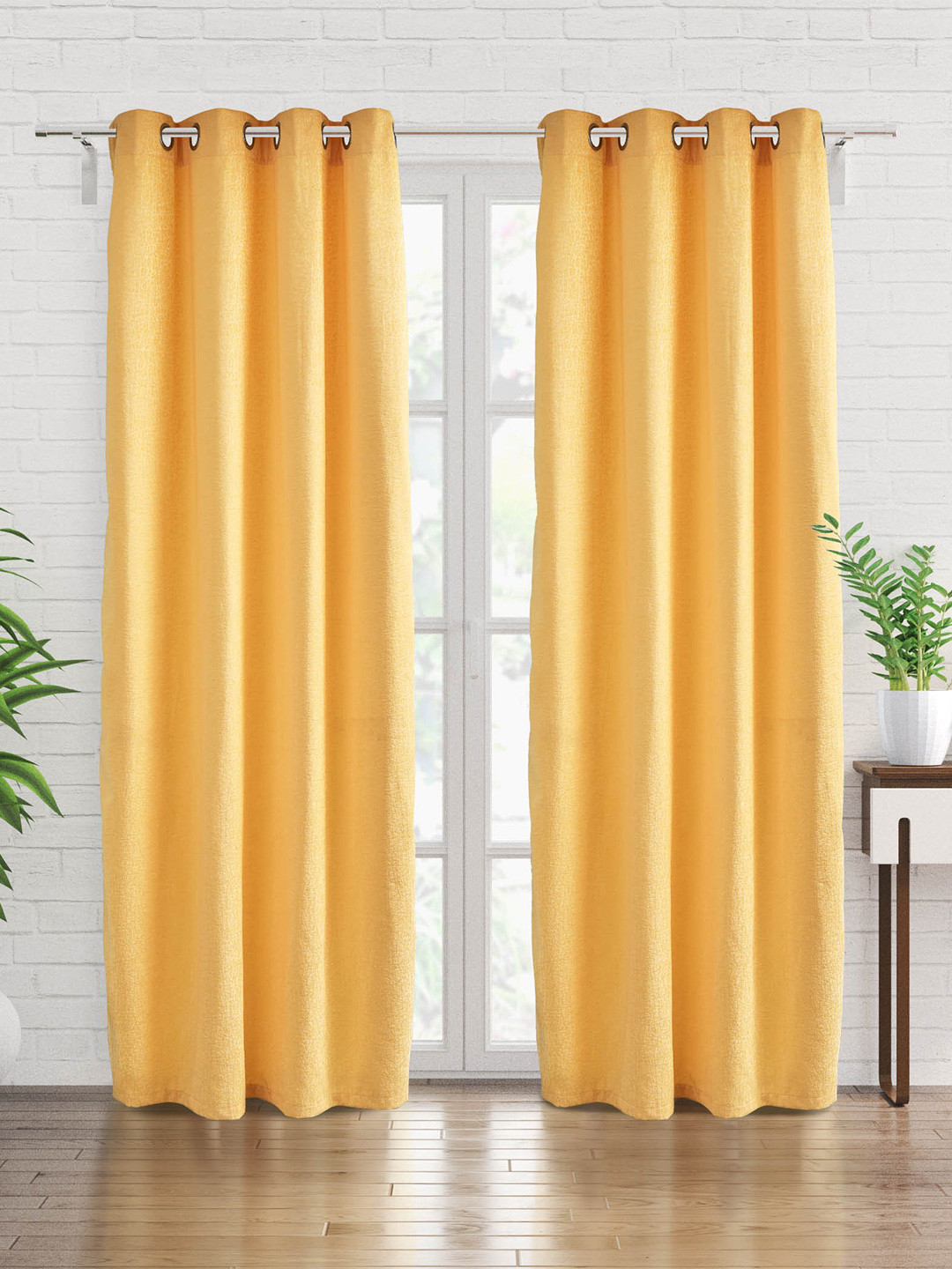

Home Centre Calamus Yellow Abstract Black Out Door Curtain