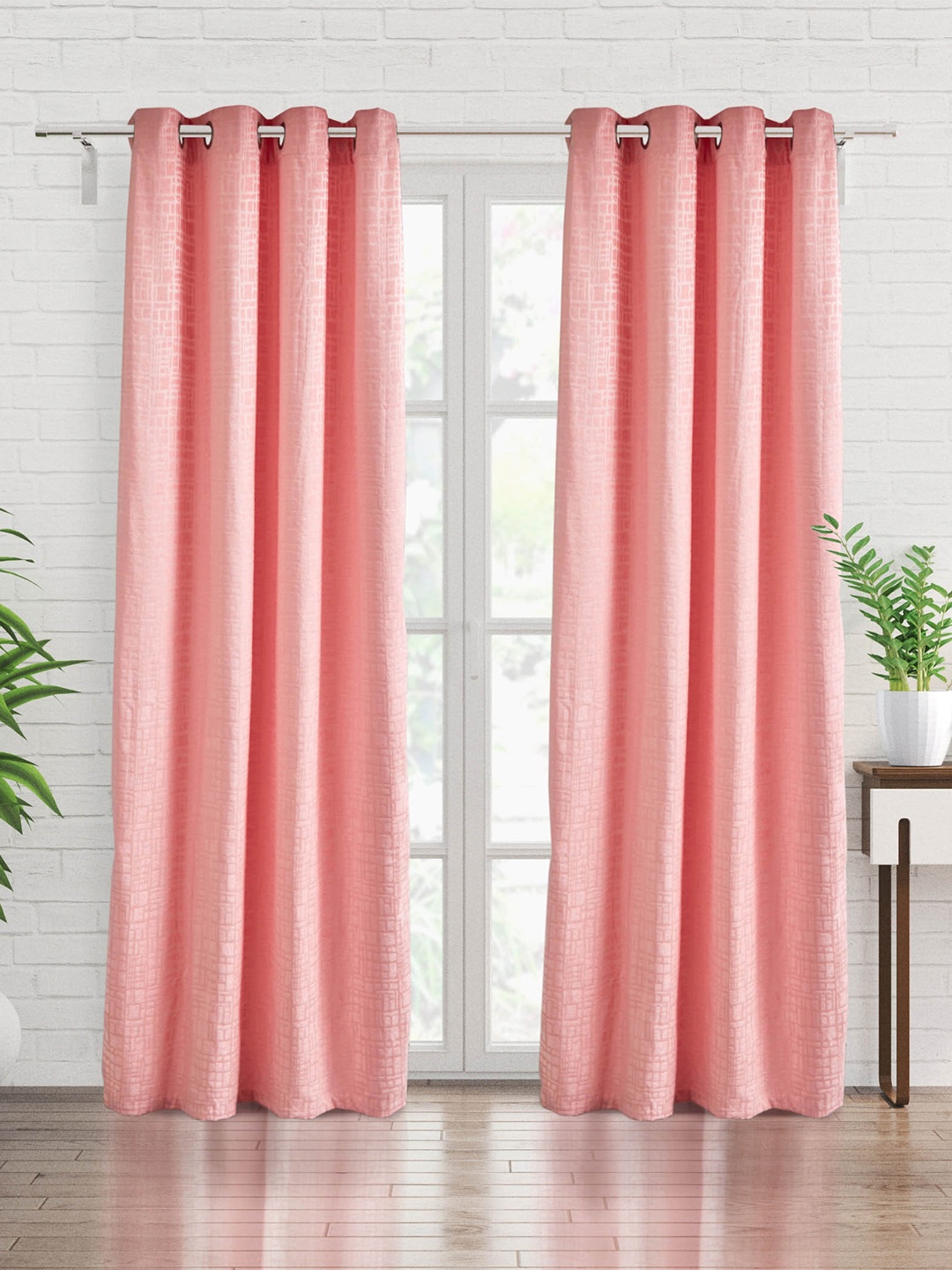 

Home Centre Calamus Pink Abstract Black Out Door Curtain