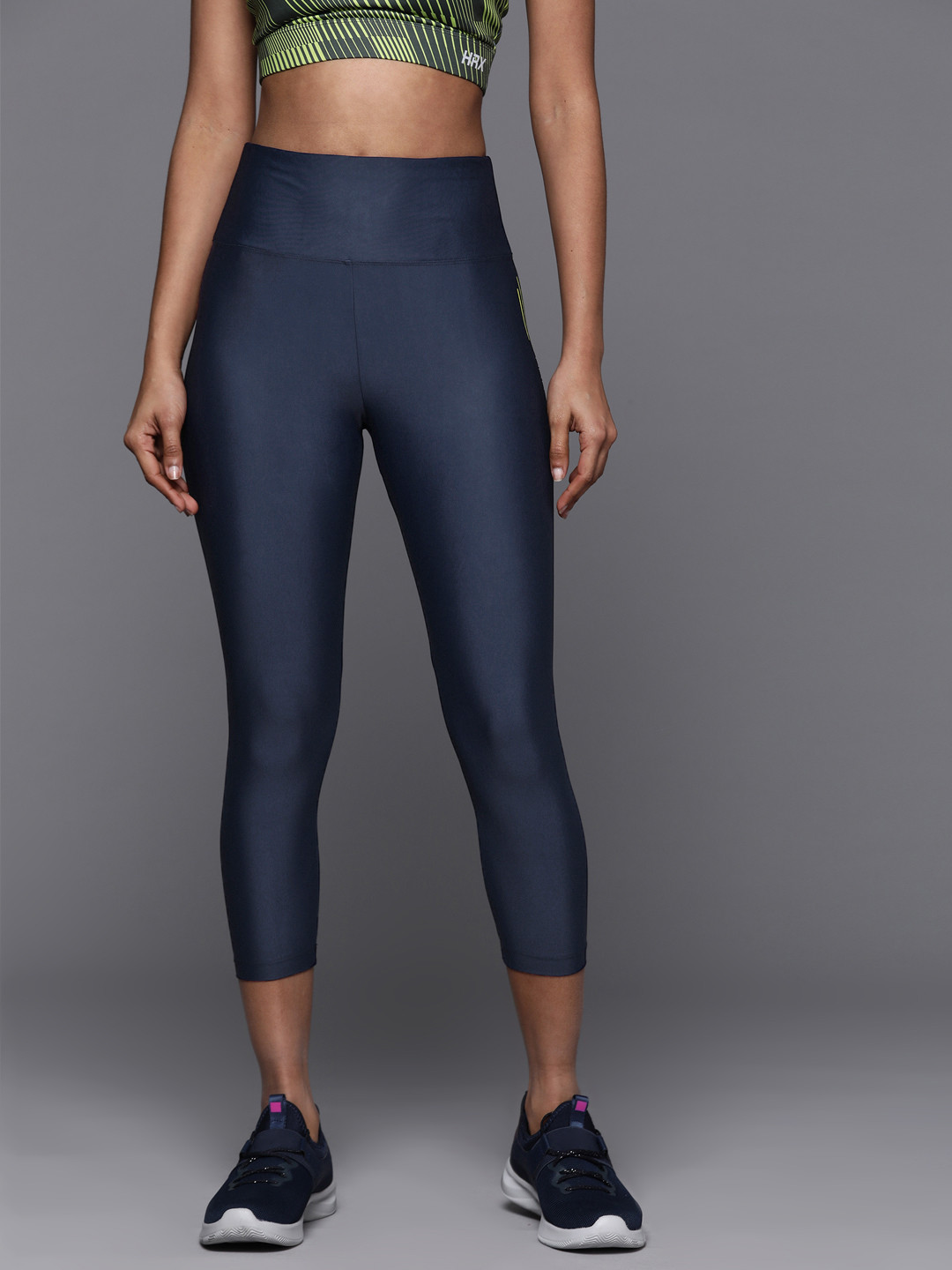 

HRX by Hrithik Roshan Women Rapid-Dry 3/4th Length Training Tights, Navy blue