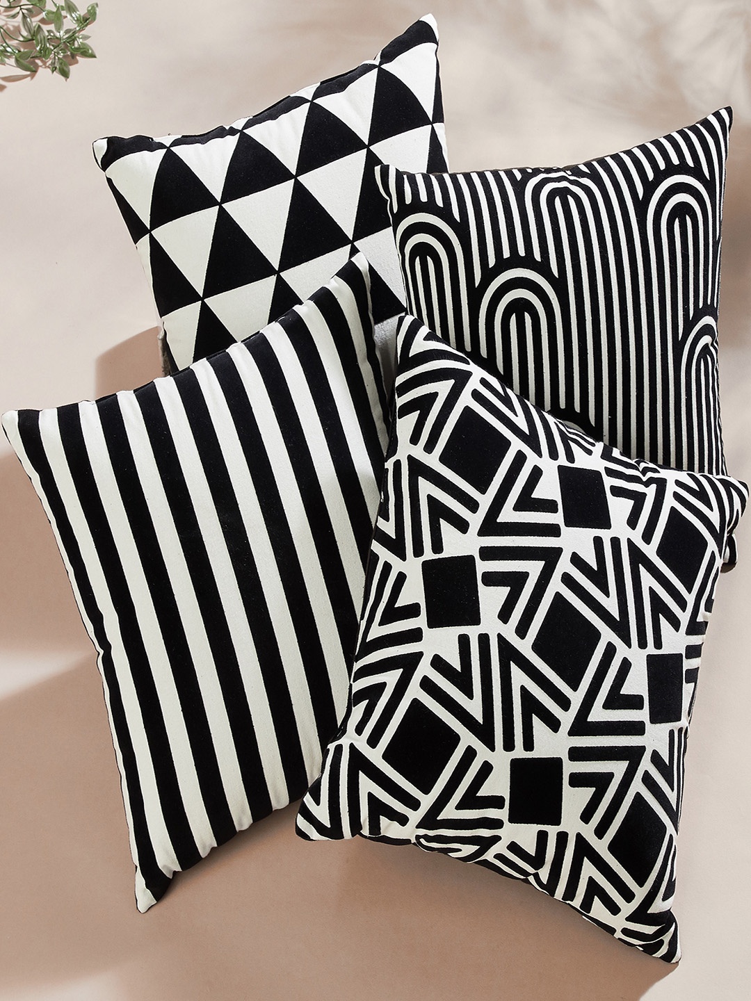 

Home Centre Black & White Striped Pre-Filled Cushion