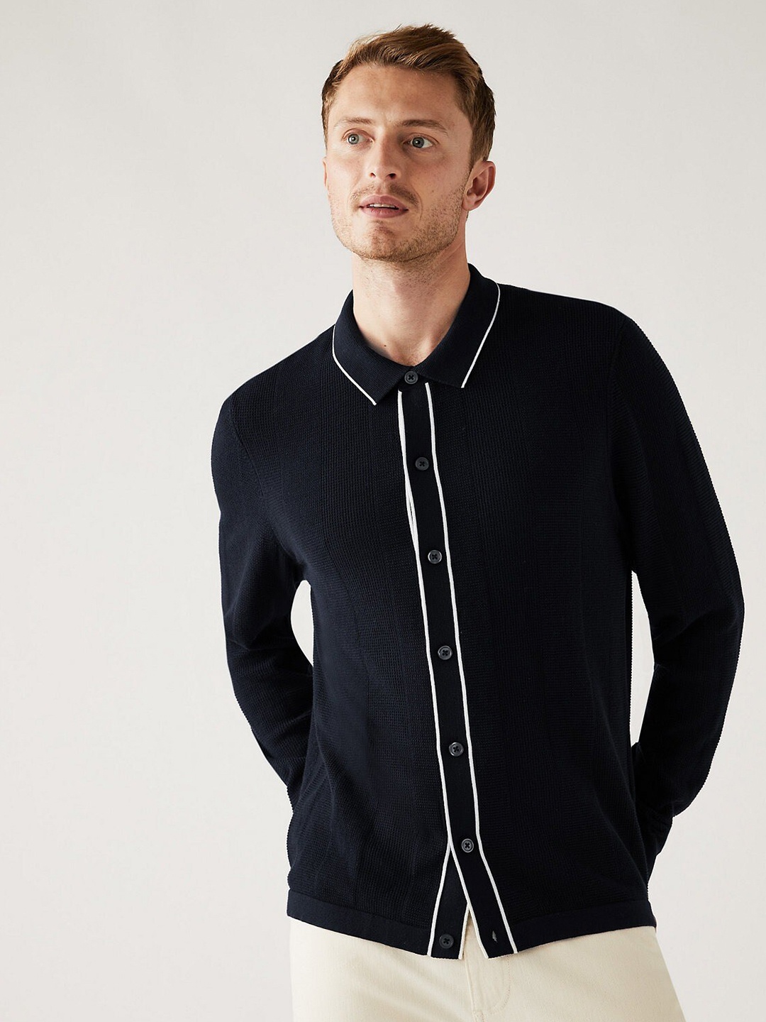 

Marks & Spencer Spread Collar Cotton Casual Shirt, Navy blue