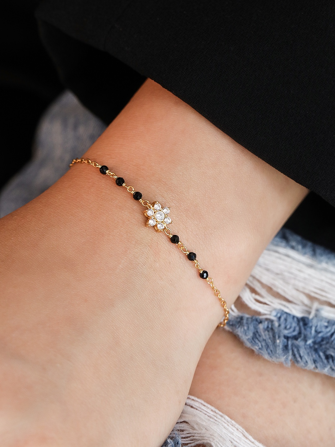 

Zavya Women 925 Pure Sterling Silver Cubic Zirconia Gold-Plated Link Bracelet