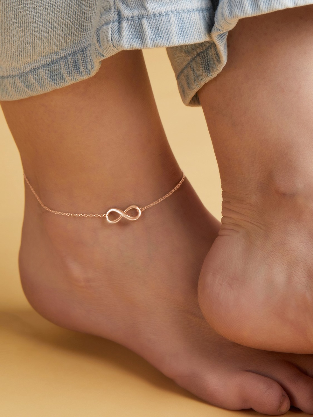 

Zavya Pack Of 2 Gold-Plated 925 Pure Sterling Silver Anklets, Rose gold