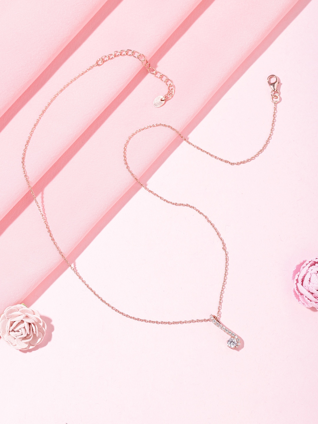 

Zavya 925 Pure Sterling Silver CZ Rose Gold-Plated Necklace
