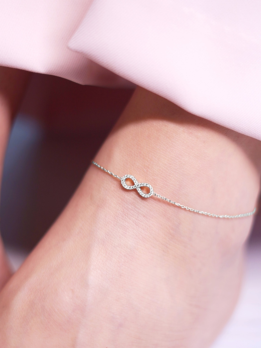 

Zavya 925 Pure Sterling Silver Artificial Stones Rhodium-Plated Anklet
